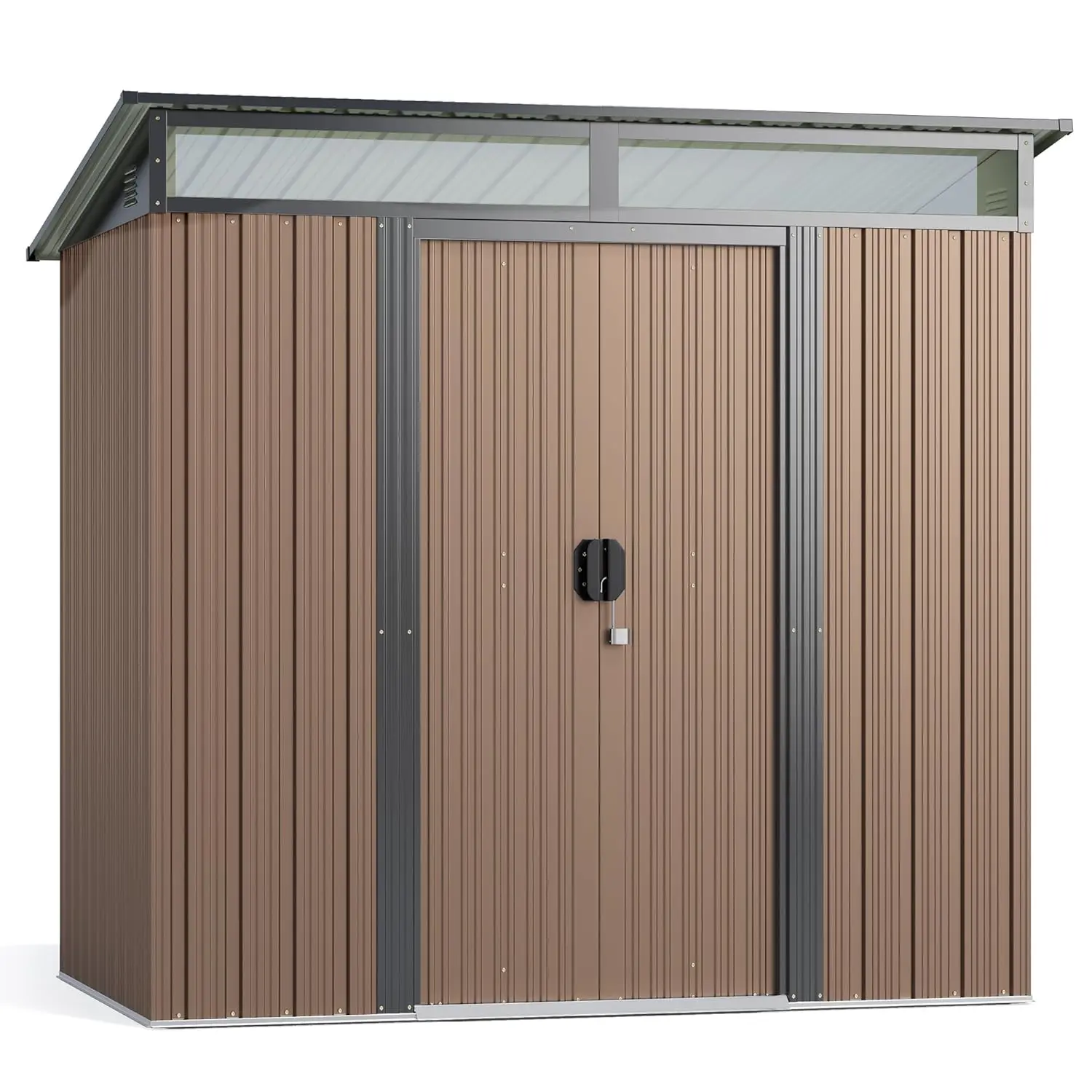 6'x4' Outdoor Storage Shed Metal Garden Shed with Sliding Lockable Doors, Versatile Tool Bike Shed with Transparent, Customized - Image 7