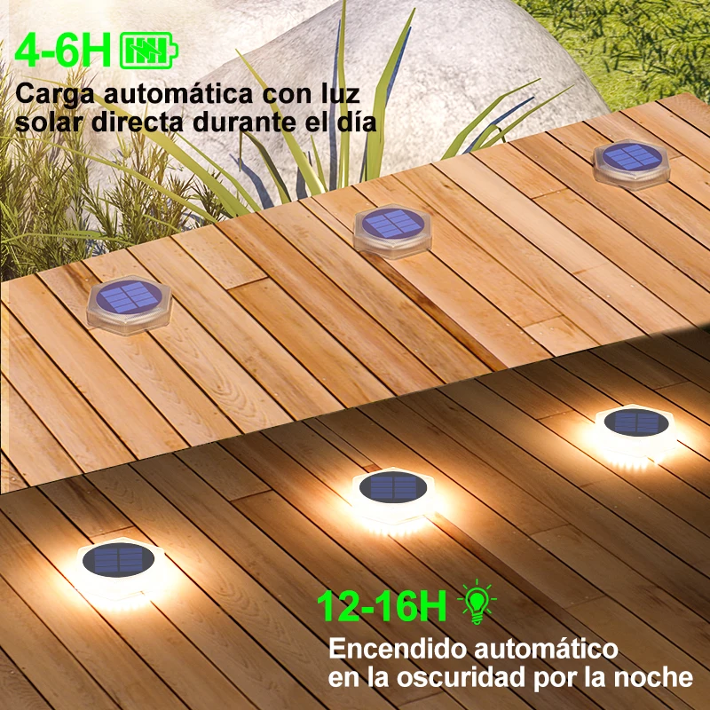 6 Pack Solar Driveway Lights Outdoor IP68 Waterproof Blue Deck Step Lights Solar Stair Lights Stick on Dock Garage Pool Fence - Image 2