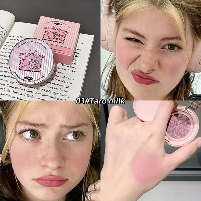 Gege Bear 3 Colors Matte Cream-Textured Cushion Blush with Puff, Powder-free, Smooth Application, Create Flawless Daily Makeup - Image 7