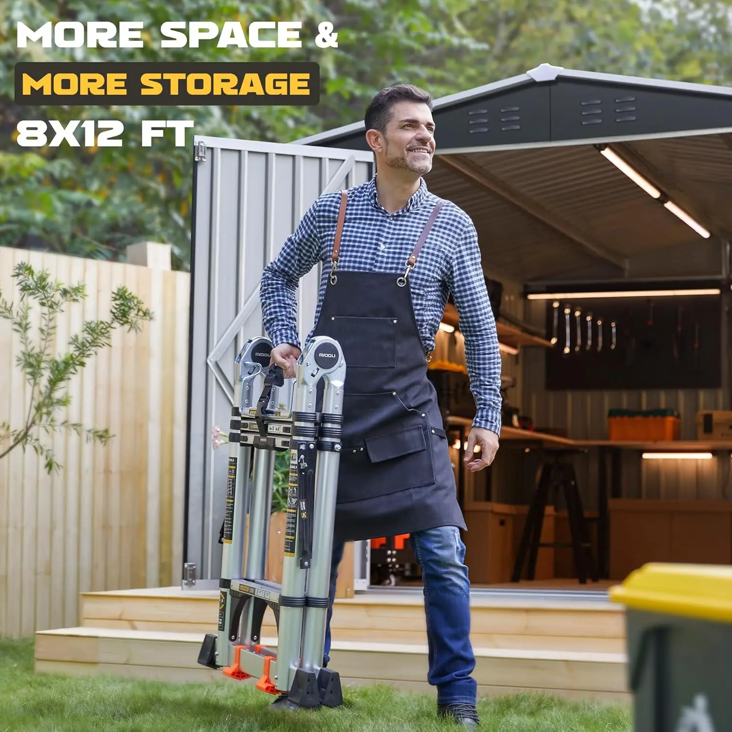 8x12FT Outdoor Metal Storage Shed Updated Frame Tool Backyard Garden Patio Lawn, Customized - Image 2