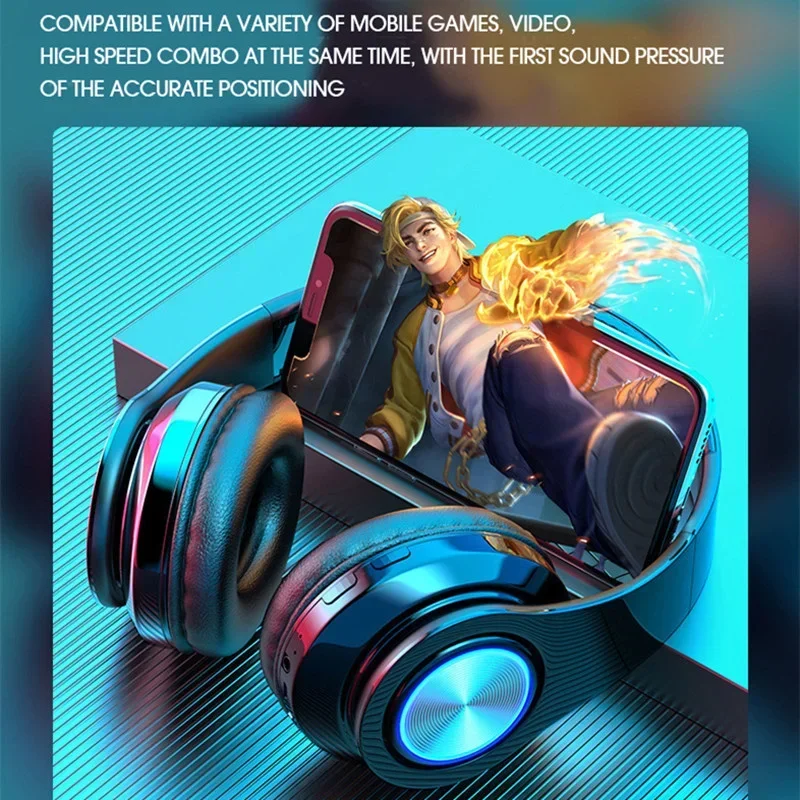 Foldable Bluetooth Headsets Wireless Headphones With Mic Stereo Earphone Support TF Card FM For Xiaomi Iphone Sumsamg Phone - Image 6