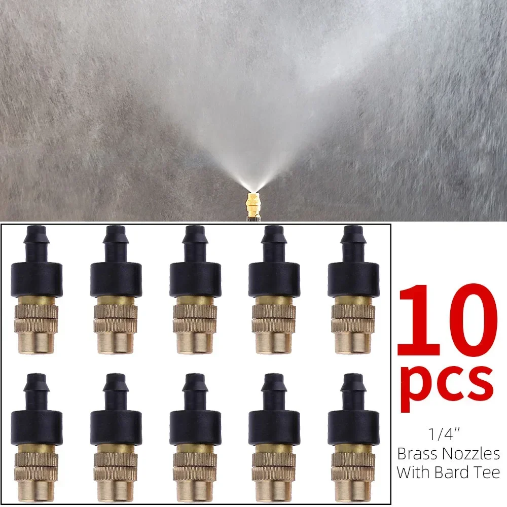 10pcs 4/7PVC Outdoor Misting Cooling System Garden Irrigation Watering 1/4'' Brass Atomizer Adjustable Garden Micro Sprinklers - Image 8
