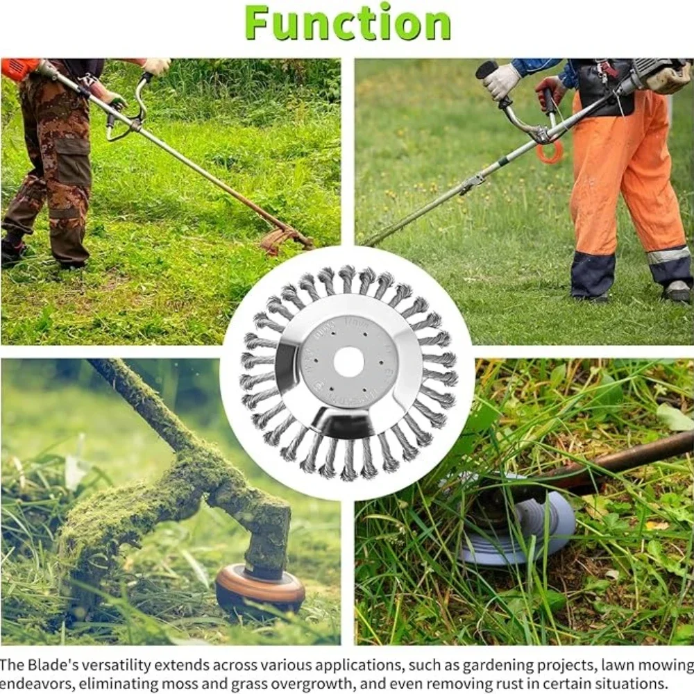 1-2Set 4/6/10inch Steel Wire Brush Trimmer Head Weed Brush Cutter Lawn Mower Brush with Adapter Kits Garden Trimmer Head Tool - Image 4