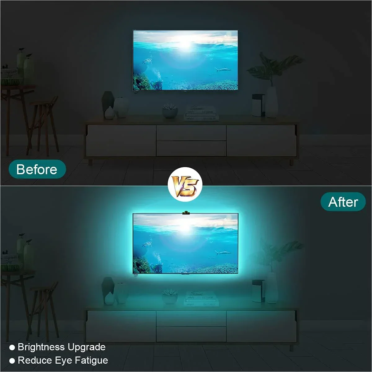 RGB-IC TV Backlight Strip With AR Color Sensor App Control with Music Sync RGB Ambient Light for 55 to 85 Inch Screen Backlight - Image 3