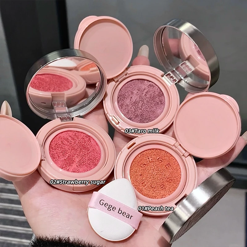 Gege Bear 3 Colors Matte Cream-Textured Cushion Blush with Puff, Powder-free, Smooth Application, Create Flawless Daily Makeup - Image 5
