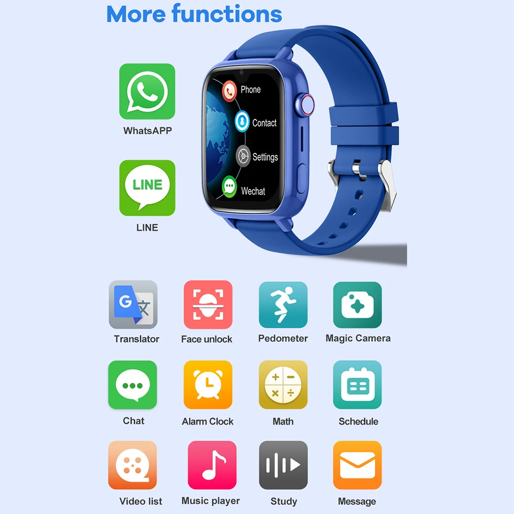 4G Smart Watch Kids GPS WiFi Postion Tracker 2-Way Video Call Voice Monitor SOS App Download Children Phone Watch Boy Girl Gifts - Image 6
