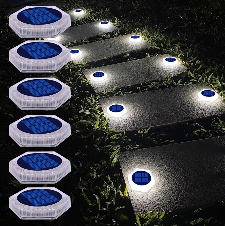 6 Pack Solar Driveway Lights Outdoor IP68 Waterproof Blue Deck Step Lights Solar Stair Lights Stick on Dock Garage Pool Fence - Image 8