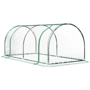 Outsunny 7' X 3' X 2.5' Mini Greenhouse, Portable Tunnel Green House with Roll-Up Zippered Door, Uv Waterproof Cover