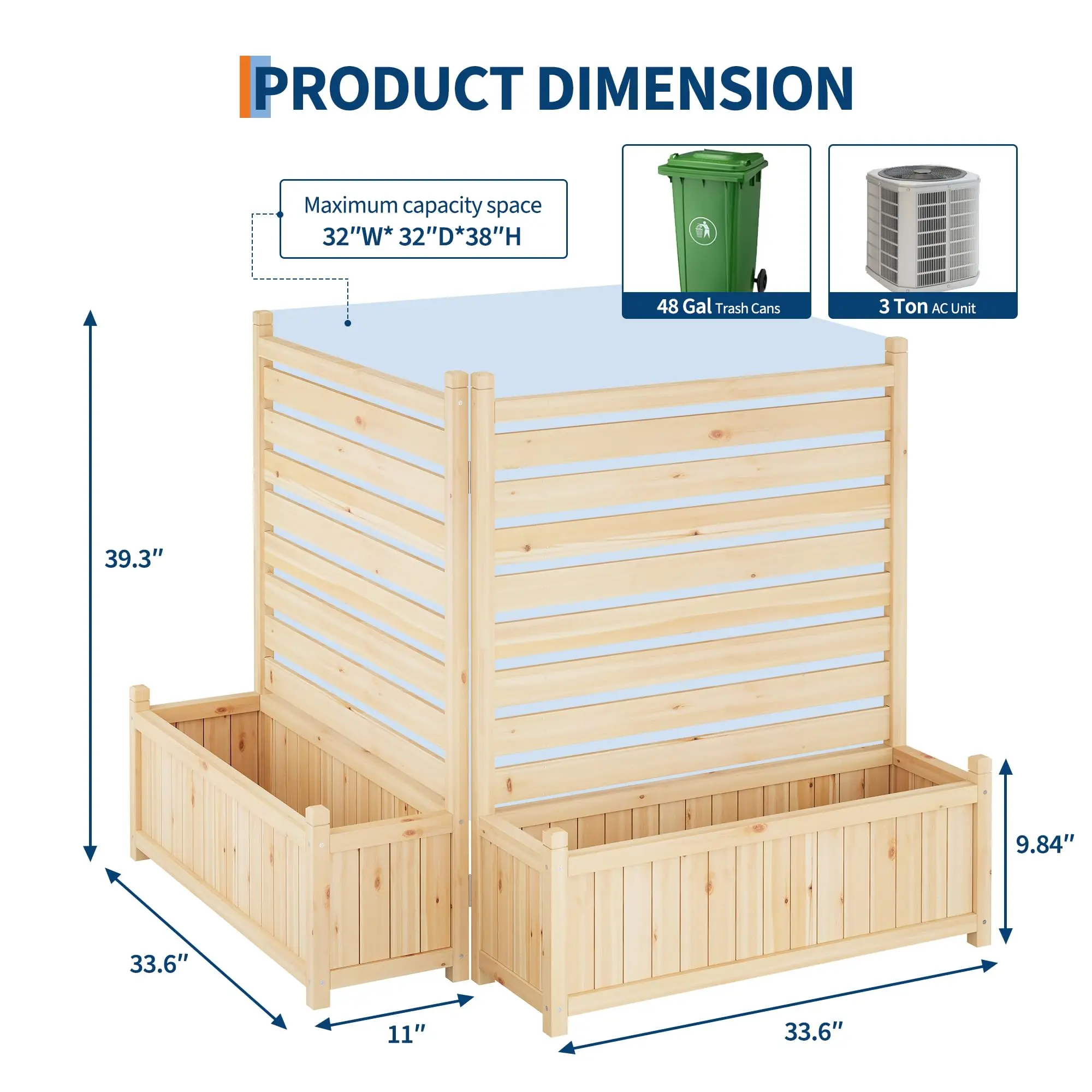 Planter with Trellis, Wooden Raised Bed, Outdoor Planter Box Privacy Fence Panels for Patio Balcony Trash Can to Grow Vegetables - Image 6