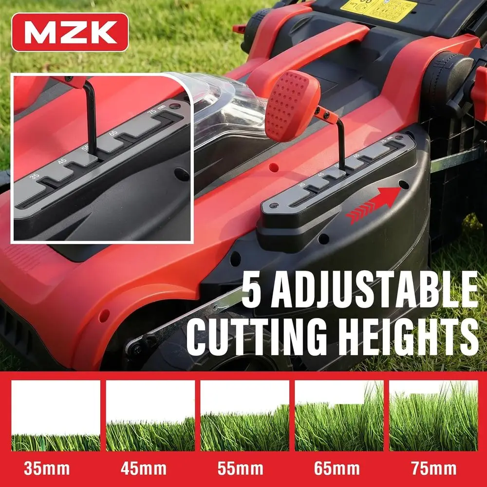 40V 16 Dual-Mode Electric Lawn Mower, Push Mower with 5-Height Settings, 2 x 4.0Ah Batteries Included - Image 5