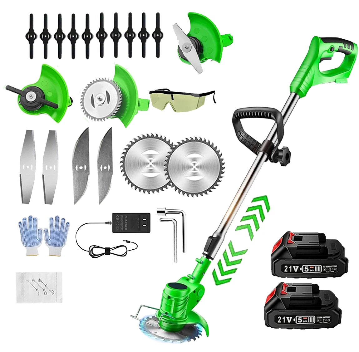 Electric Weed Wacker String Trimmer: 21VCordless Weed Eater and Edger BatteryPowered, 3 in 1 Lawn Tool ,2Batteries anChargerIncl