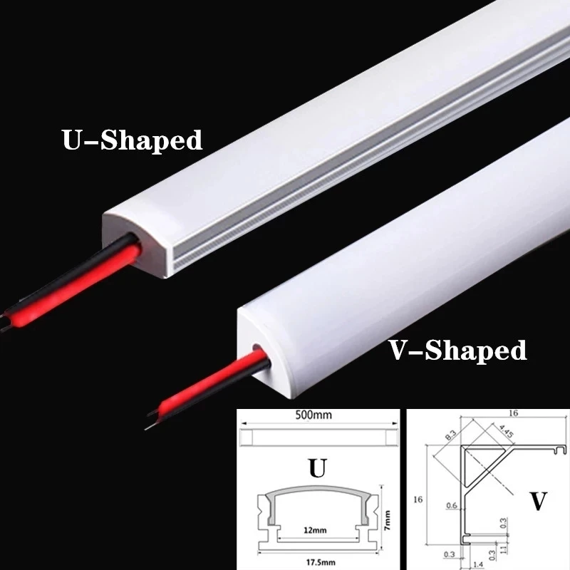 1-30 PCS LED rigid strip DC12V 50CM 20 inch SMD5730 36LEDs U/V-shaped flat LED aluminum channel rigid strip for indoor lighting - Image 2