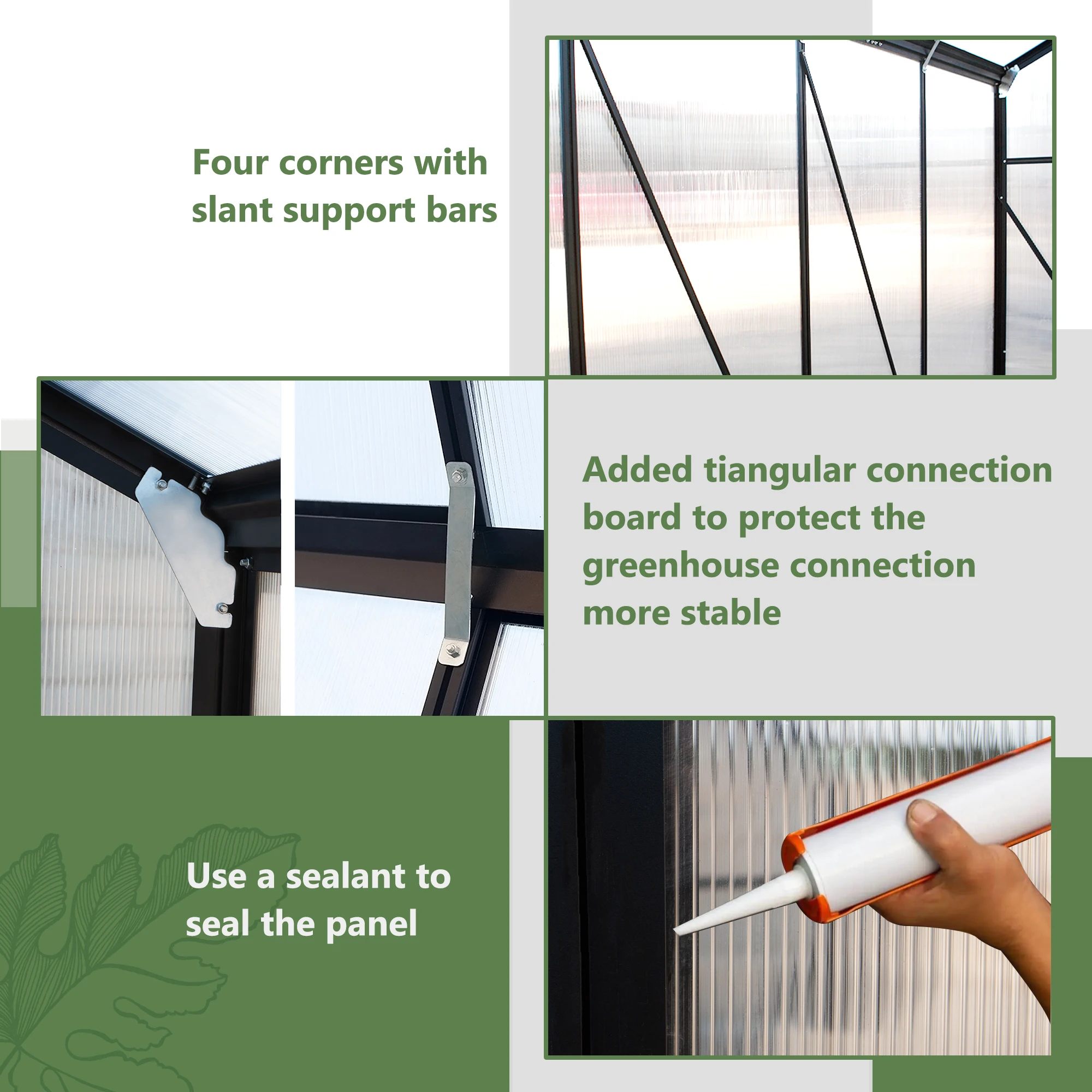 LZBEITEM 6x8 ft Polycarbonate Greenhouse for Outdoor Upgraded Heavy Duty Aluminum Frame Walk-in Green House Garden - Image 5
