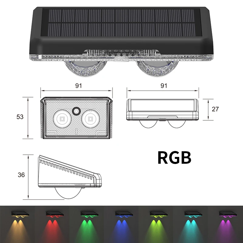 Solar Fence Lights Outdoor Garden Solar Wall Lights Waterproof RGB Bright Solar Powered Lamp Backyard Pathway Yard Deck Decor - Image 7