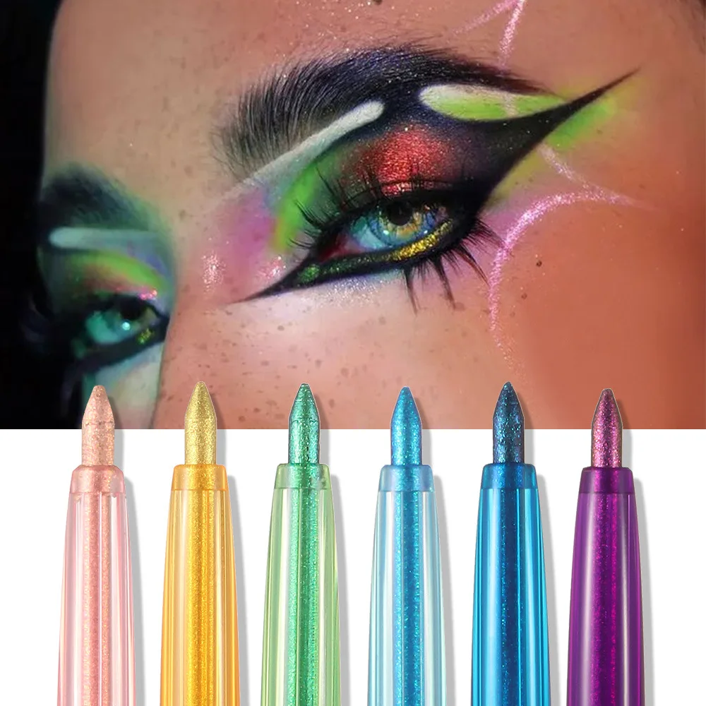 Shiny Chameleon Metallic Blue Eyeliner Gel Pen Eyeshadow Multicolor Eye Liner Pearlescent Polarized Glitter Eyes Pigment Makeup - Image 3