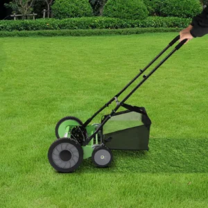 20Inch Manual Reel Lawn Mower 5 Blades Height Adjustable Grass Cutter with Collection Bag for Garden Yard