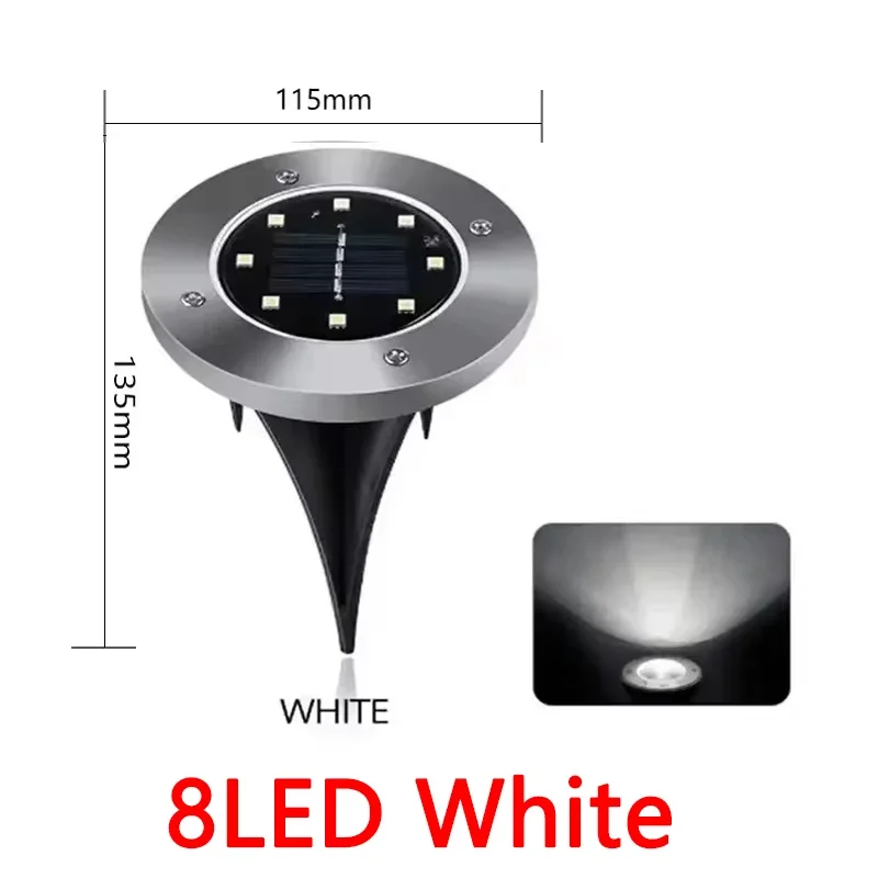 1/4/8Pcs Solar Lights Outdoor 8/20LEDs Disk Underground Lamp Spotlight Buried Solar Light for Home Garden Lawn Yard Decoration - Image 7