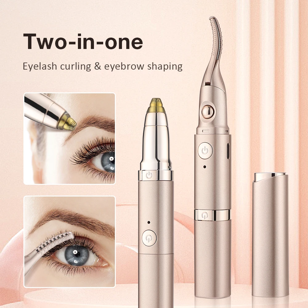 2 IN 1 Electric Eyebrow Shaver Eyelash Curling Two-gear Temperature Adjustment Heated Eyelash Curler Automatic Eyebrow Trimmer - Image 2