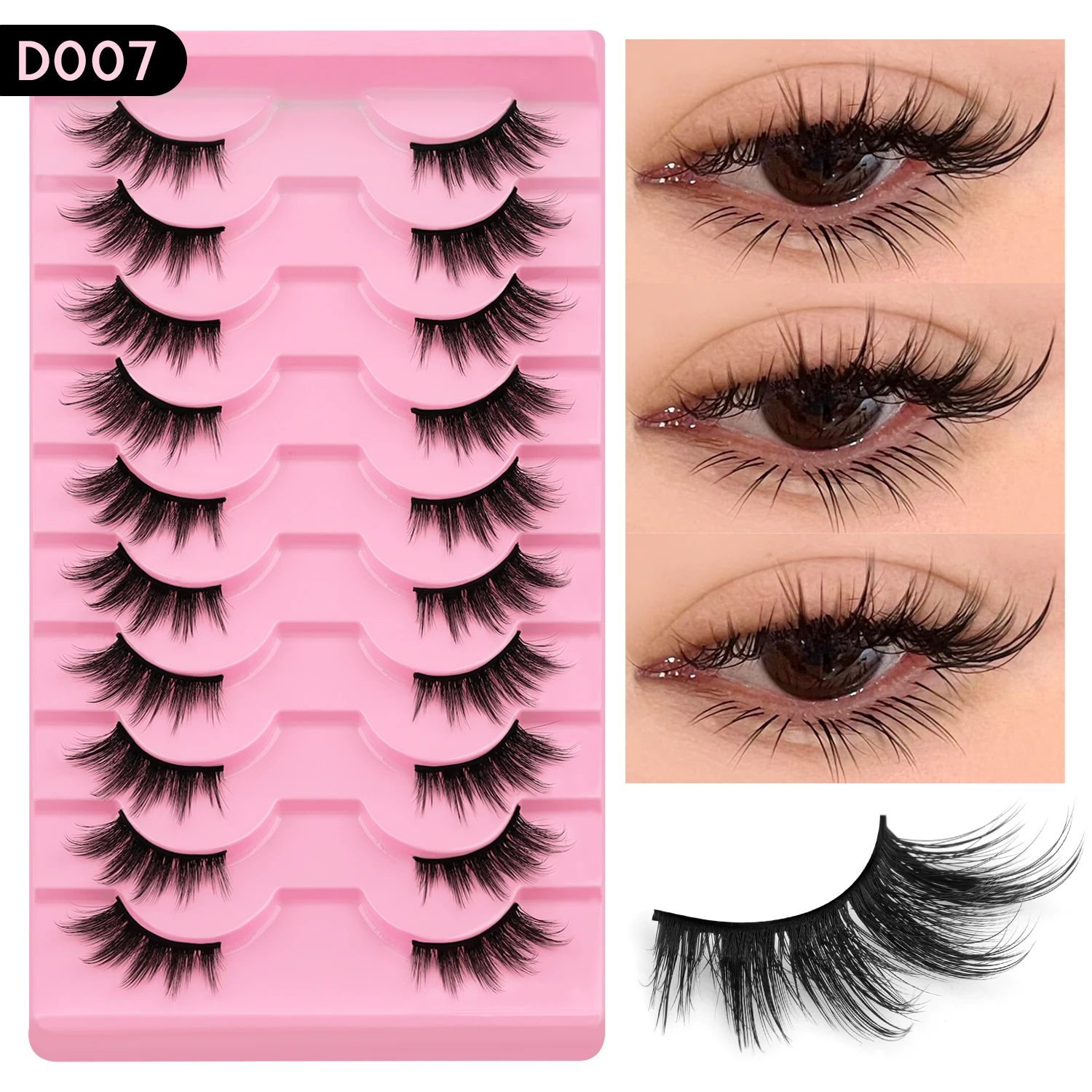 WOSHEER Half Eyelashes Natural Cat Eye Lashes Soft Wispy Faux Mink Lashes Eyelashes Extension Makeup - Image 10