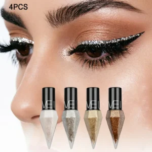 4-piece Christmas Pearlescent Flash Diamond Eyeliner Set, Durable And Waterproof, Ultra-fine Shining Eyeshadow Cream