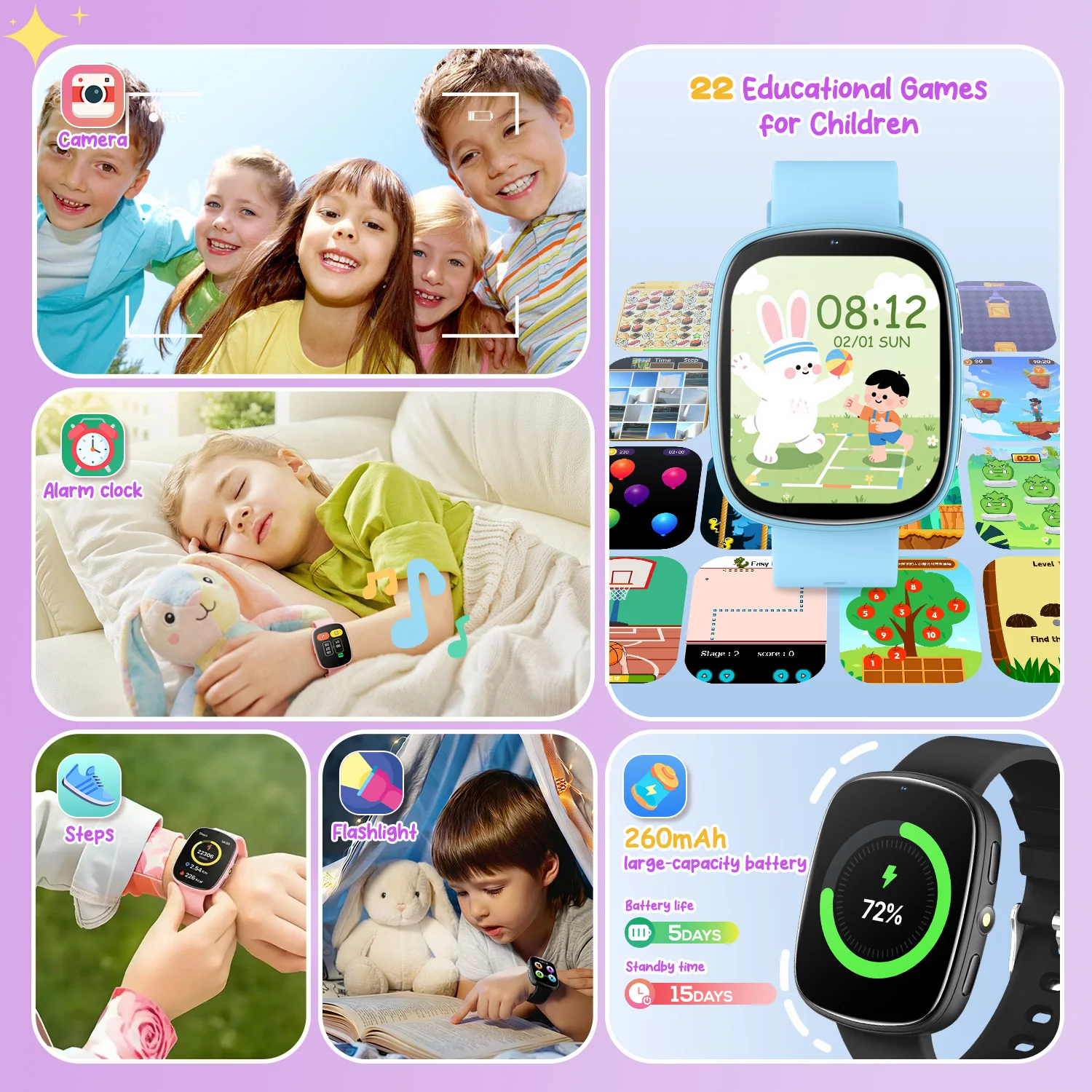 2026 Kids Games Smartwatch 1.83''HD Screen Camera 22 Interesting Games Sleep Monitor Alarm Clock Calculator Children Watch Gifts - Image 2