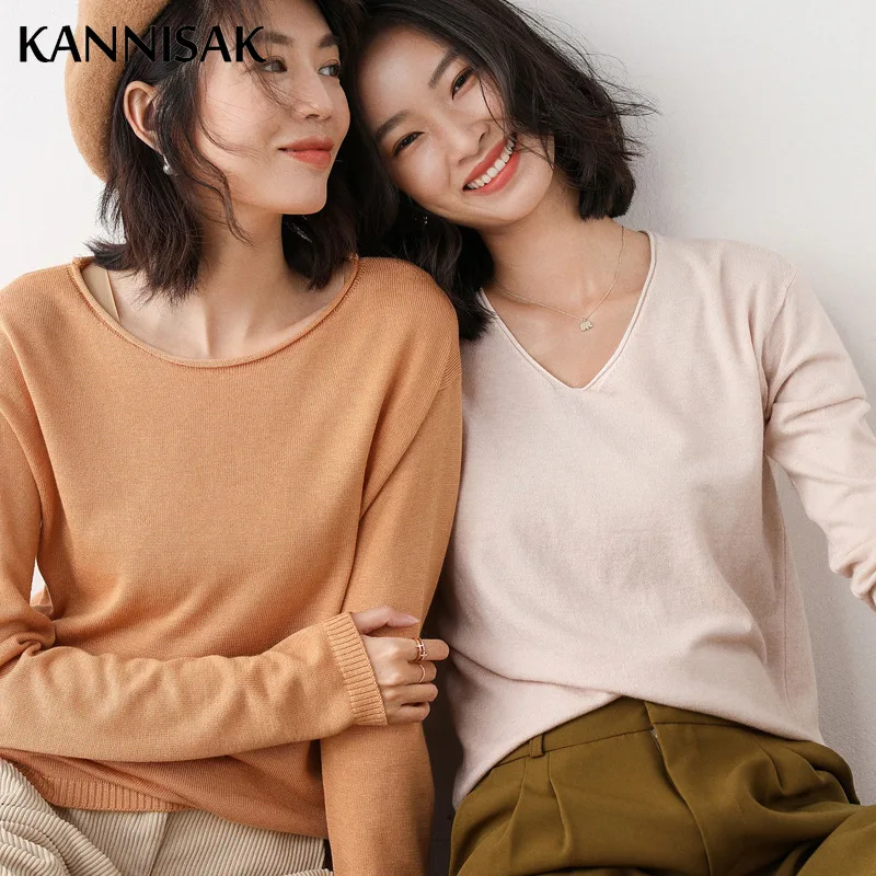 2025 Spring Autumn Womens Sweater Solid Knitwear Korean Loose Female Basic Casual Jumpers Stretch Pullover Sky Blue Pink Sweater - Image 3