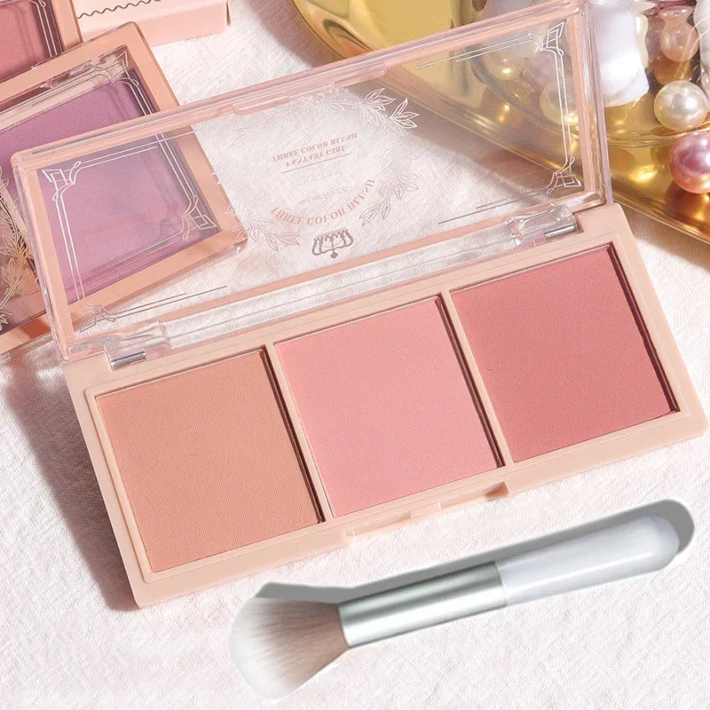 3Colors Peach Blush Palette Matte Powder Cheek Tint Face Blusher Multifunctional Long Lasting Orange Rouge Contour Shadow Makeup - Image 9