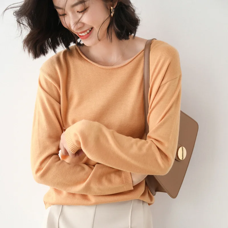 2025 Spring Autumn Womens Sweater Solid Knitwear Korean Loose Female Basic Casual Jumpers Stretch Pullover Sky Blue Pink Sweater - Image 13