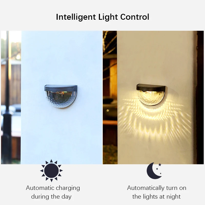 2PCS Solar Wall Lamp, 6LEDs Outdoor Waterproof Solar Light Warm White, for Yard, Garage, Garden, Porch, Fence, Driveway, Railing - Image 5