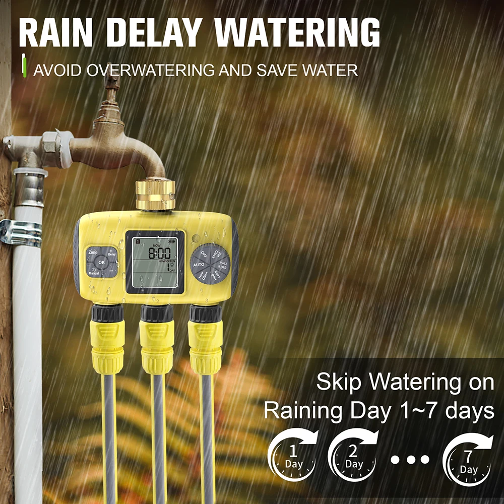 1/2/3/4-Outlet Smart Water Timer Auto Intelligent Irrigation Watering System Sprinkler Timer Garden Programmer LCD Display - Image 4