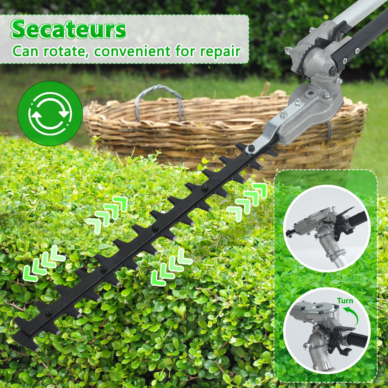 Gas Lawn Mower, 8 in 1 Weed Wacker Gas Powered 52CC 2-Cycle Hedge Trimmer String Trimmer Brush Cutter Edger Pole Saw Chainsaw - Image 5