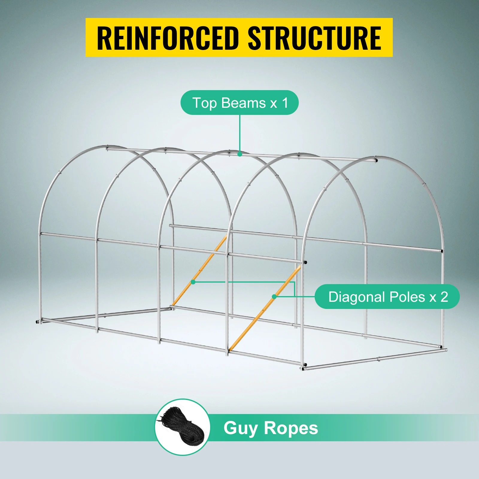 SucceBuy Walk-in Tunnel Greenhouse Galvanized Frame & Waterproof Cover 15x7x7/10x7x7/20x10x7/12x7x7 ft Greenhouses & Cold Frames - Image 5