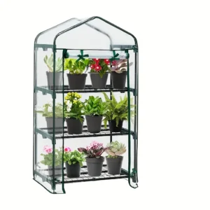 3Tier Mini Greenhouse 130 x 50 x 45 Sturdy Portable Gardening Shelves with PVC Cover - Small Green House Use in Indoor & Outdoor