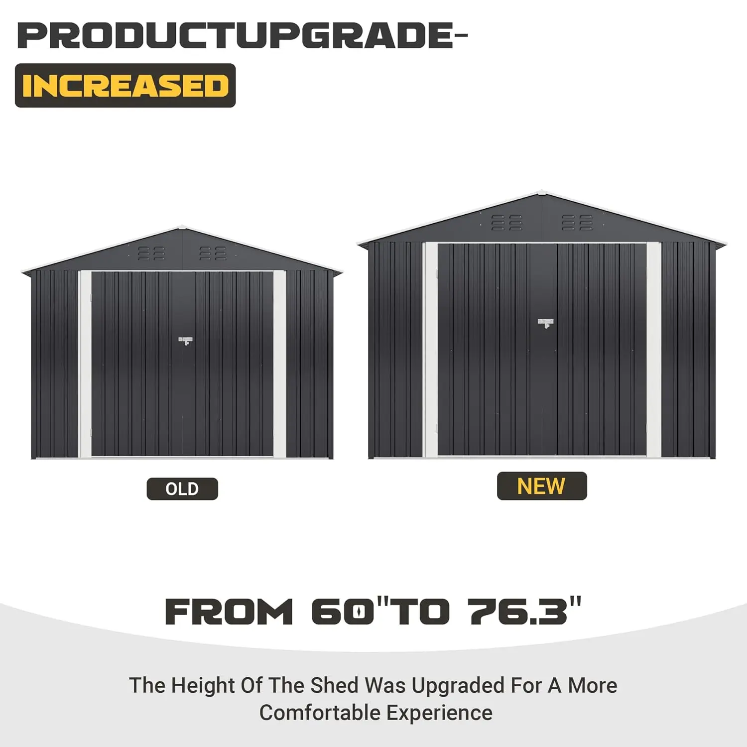 8x12FT Outdoor Metal Storage Shed Updated Frame Tool Backyard Garden Patio Lawn, Customized - Image 4
