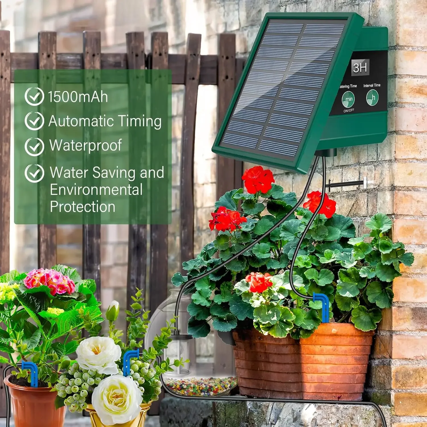 DIY solar drip irrigation kit, garden drip irrigation system, suitable for outdoor balcony garden automatic watering system - Image 4