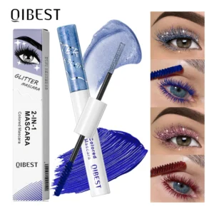 QIBEST Double Head Diamond Glitter Mascara Lasting Colored Mascara Eyelashes Pink Blue Green Red Brown Voluminous Mascara Rimel