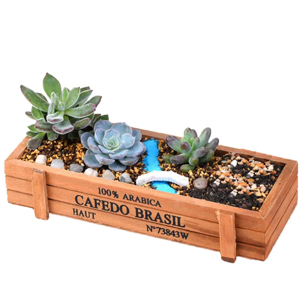 1 PC Tools Garden Decor Trough Decorative Pots Succulent Boxes Rectangle Vase Vintage Crates Wood Flower Pot - Image 5