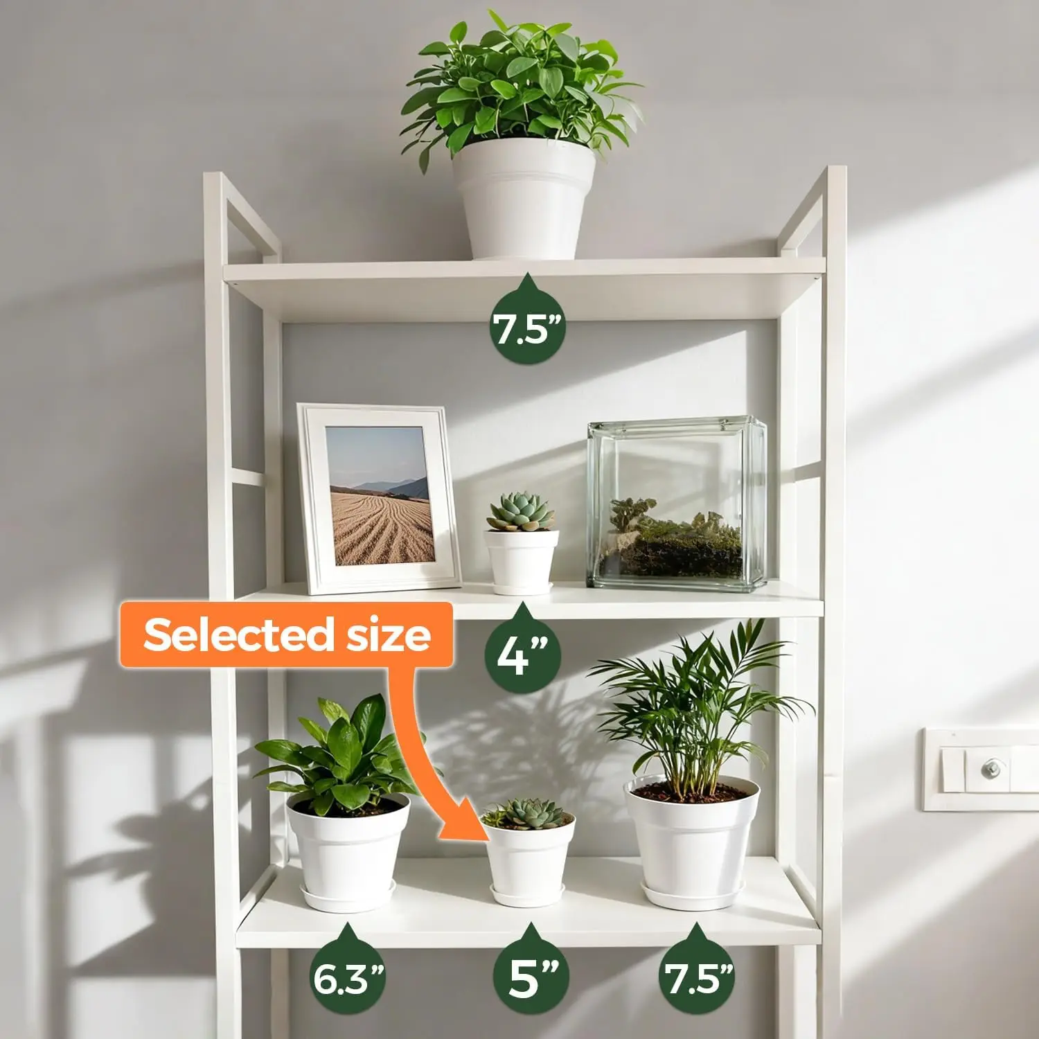 18-Pack 5 Inch Plant Pots with Saucers, Durable Plastic Flower Pots for Succulents, Indoor Plants, and Home Decor (White) - Image 5
