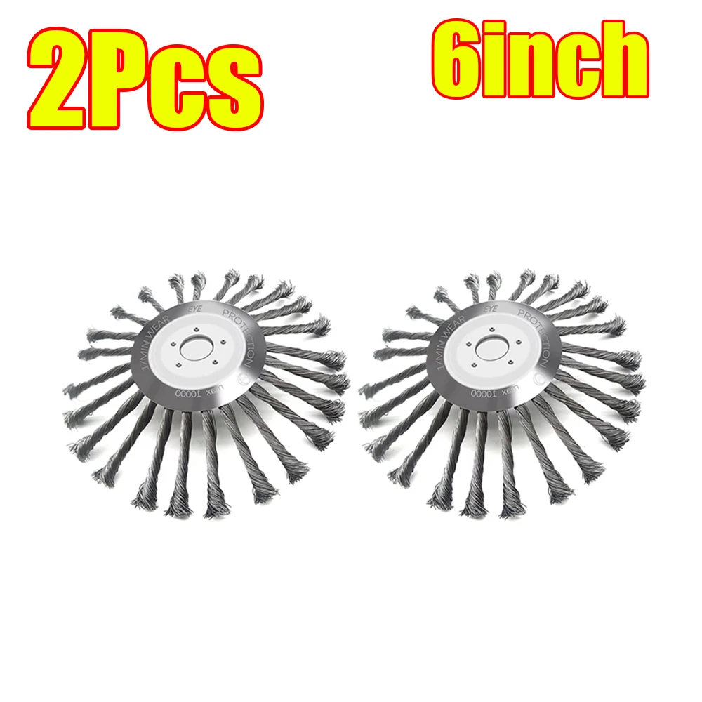 1-2Set 4/6/10inch Steel Wire Brush Trimmer Head Weed Brush Cutter Lawn Mower Brush with Adapter Kits Garden Trimmer Head Tool - Image 8