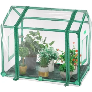 Portable Mini Greenhouse for Indoor Plants with Waterproof Pot Pad or Small Seedling Tent (Green)